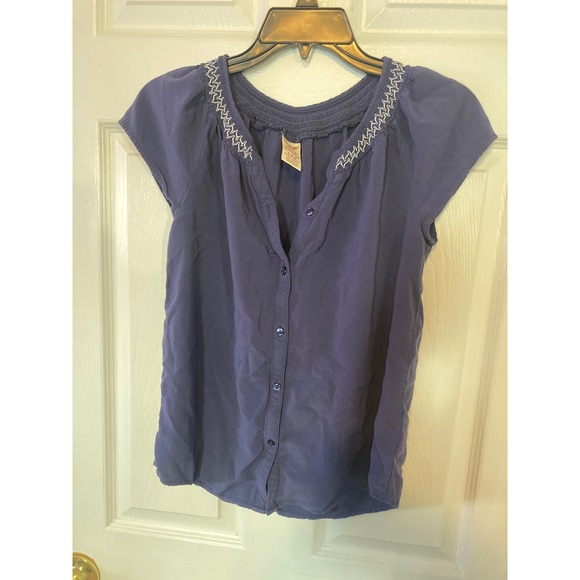 Faded Glory Tops - Faded Glory Womens Purple Embroidered Cap Sleeve Rayon Blouse S 4-6 FGL26006SO